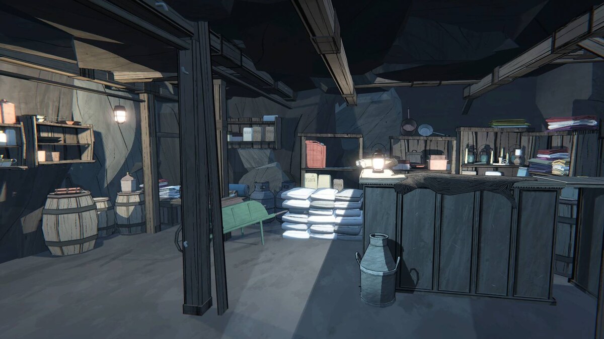 Blue Prince Trading Post puzzle: trading post outer room.