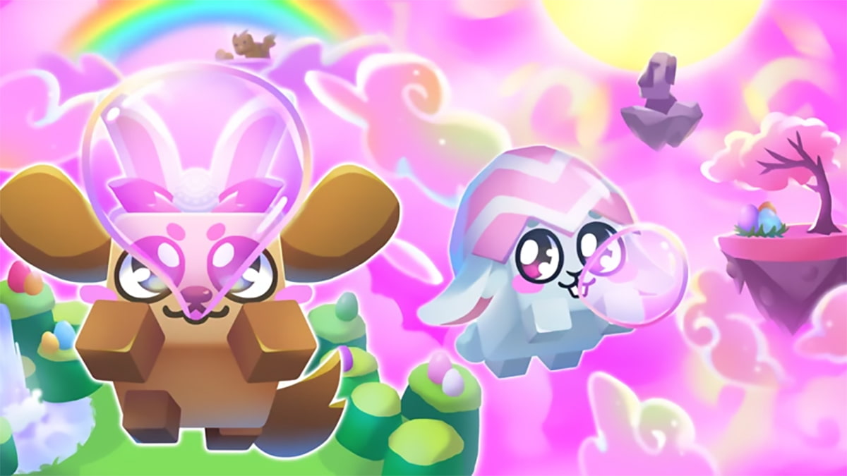 Cover image showing pets blowing gum bubbles in Bubble Gum Simulator Infinity on Roblox.