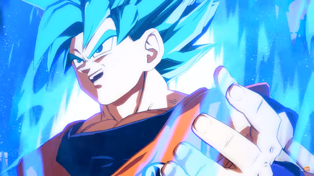 Super Saiyan Blue Goku and Super Saiyan Blue Vegeta power up in Dragon Ball FighterZ trailer