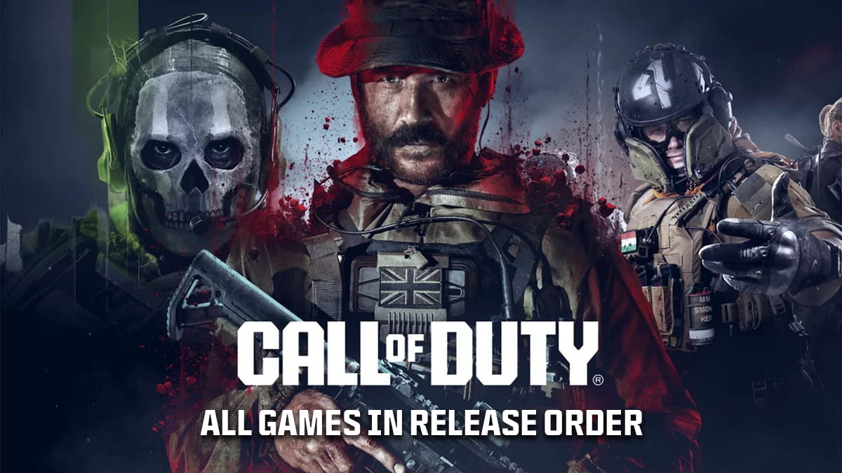 Cover image for the article about All Call of Duty games in release order, with images from covers of previous CoD games.