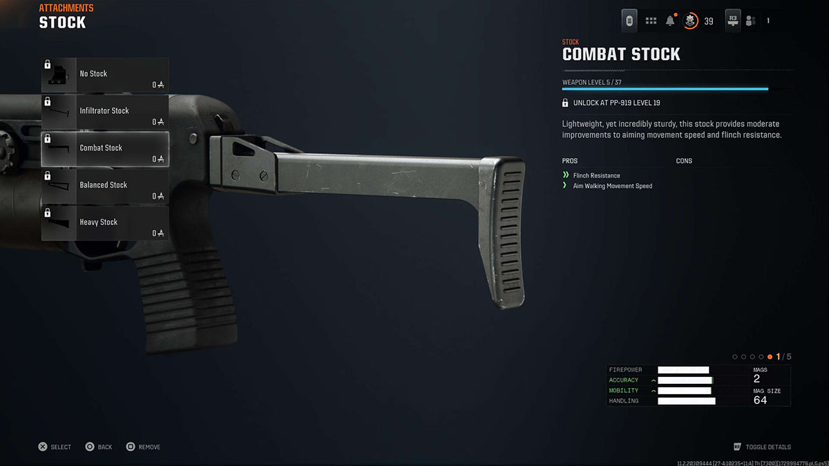 Call of Duty Black Ops 6 Combat Stock attachment in Gunsmith