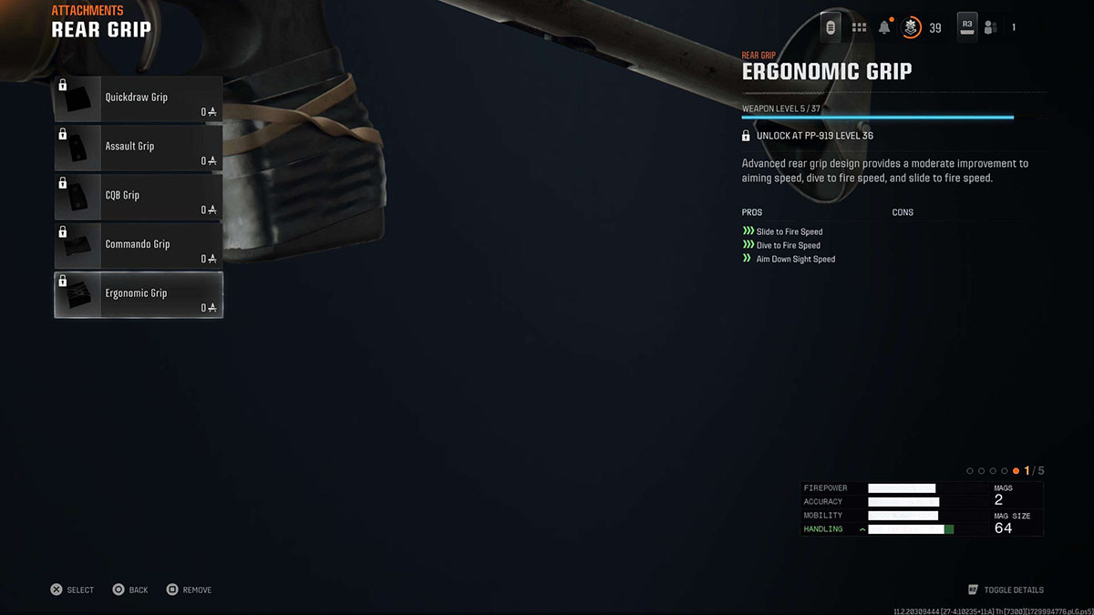 Call of Duty Black Ops 6 Ergonomic Grip attachment in the gunsmith