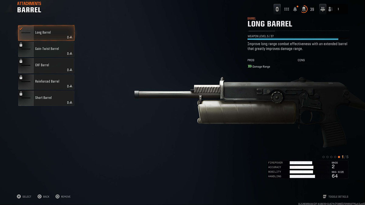 Call of Duty BLack Ops 6 Long Barrel attachment in Gunsmith