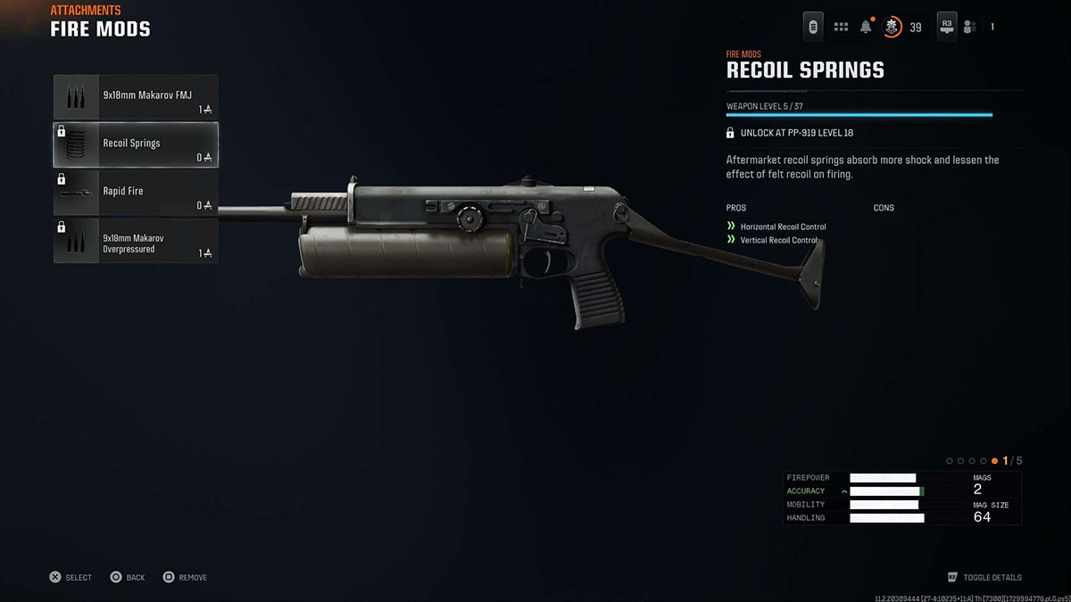 Call of Duty Black Ops 6 Recoil Springs attachment in Gunsmith