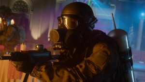 A masked player moves forward with a submachine gun in Call of Duty: Black Ops 6.