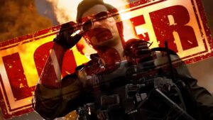 Adler from Call of Duty Black Ops 6 with a big LOSER stamped on his face