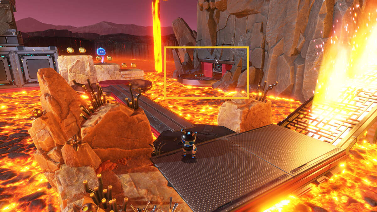 Astro Bot Cannon Brawl: Astro exploring the Cannon Brawl level.
