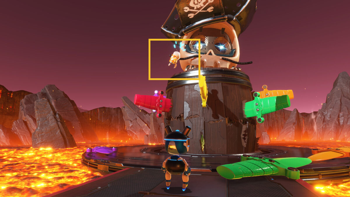 Astro Bot Cannon Brawl: Astro exploring the Cannon Brawl level.