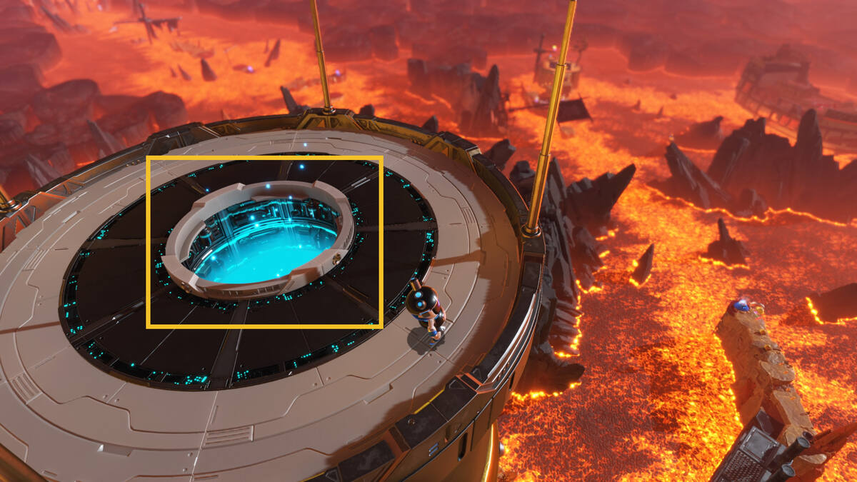 Astro Bot Cannon Brawl: Astro exploring the Cannon Brawl level.