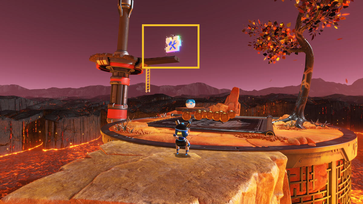 Astro Bot Cannon Brawl: Astro exploring the Cannon Brawl level.