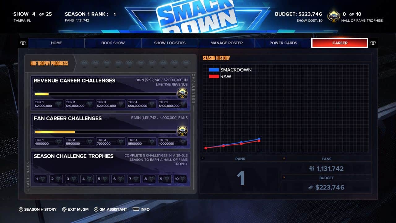 career screen mygm wwe 2k24