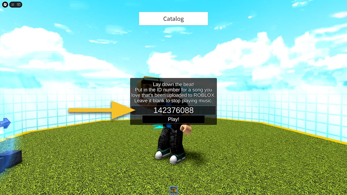 Image of the code redemption screen in Catalog Heaven on Roblox.