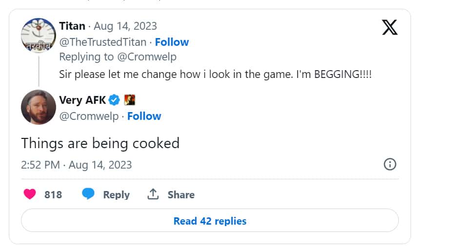 A tweet implying appearance changes may be coming in Baldur's Gate 3.