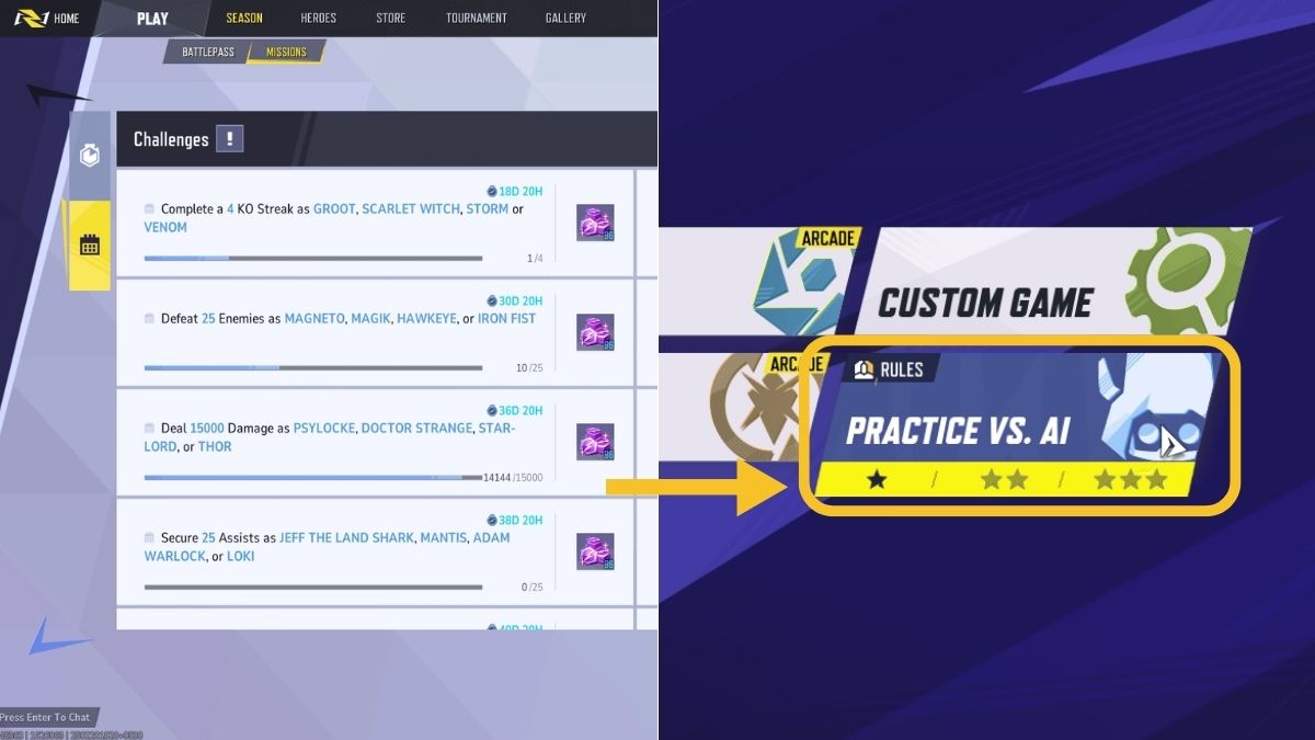 Marvel Rivals Missions granting Chrono Tokens
