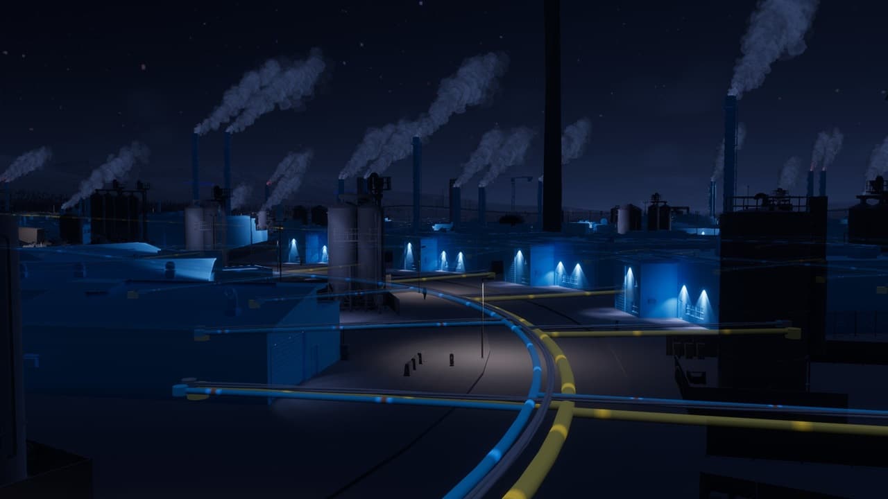 Cities Skylines 2 delete pipes: An image of a pipe network in the city.