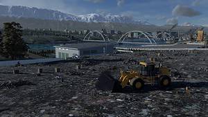 Cities Skylines 2 garbage: An image of a bulldozer in a pile of trash.