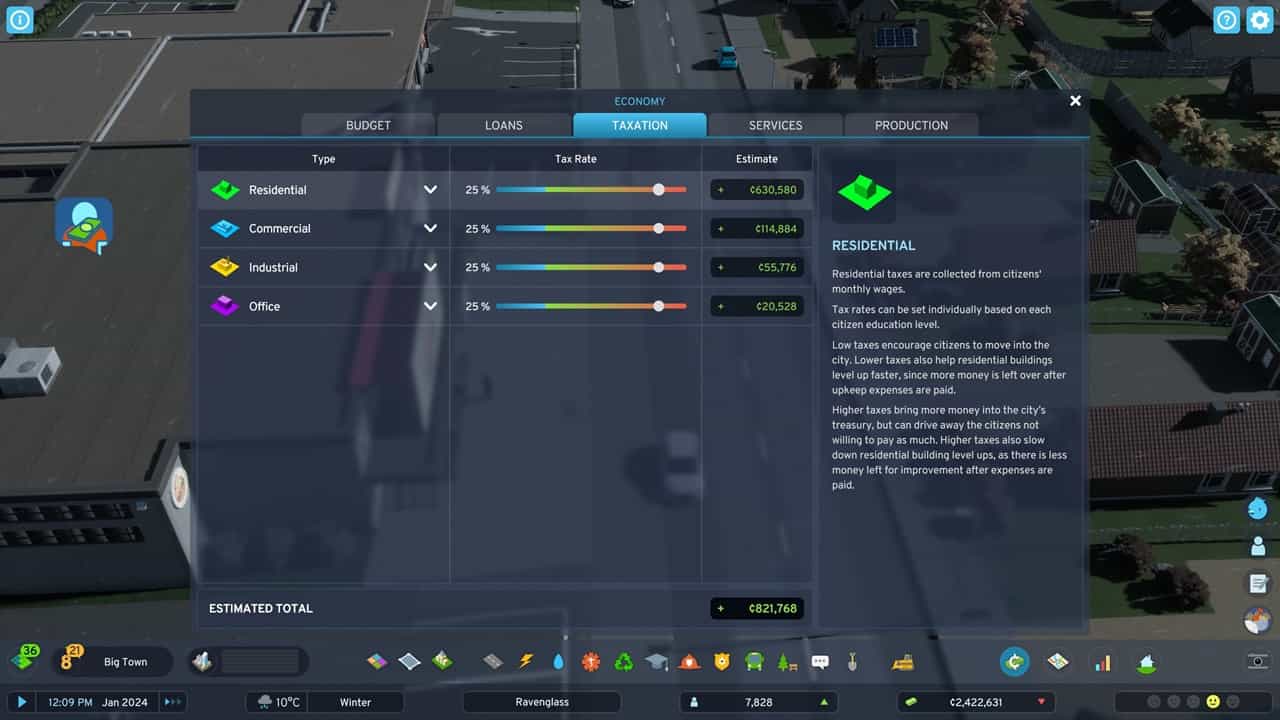 Cities Skylines get out of debt: An image of a city's economy section in the game.