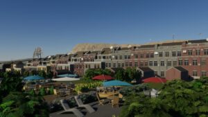 Cities Skylines 2 review: A stunning 3D rendering of a thriving cityscape filled with towering buildings and lush trees.