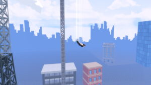 Image of the player mid-jump in Climb and Jump Tower on Roblox.