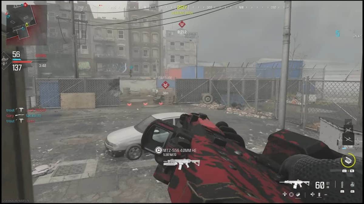 A player uses the Tac-Stance view in the game with a weapon.