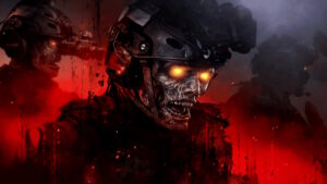 A close up of a MW3 zombie.