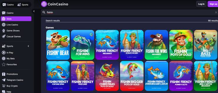 Fishin Frenzy slot and other similar slot games at CoinCasino during our slot review