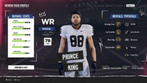 How to create a player in College Football 25: A created player in College Football 25 Road to Glory.