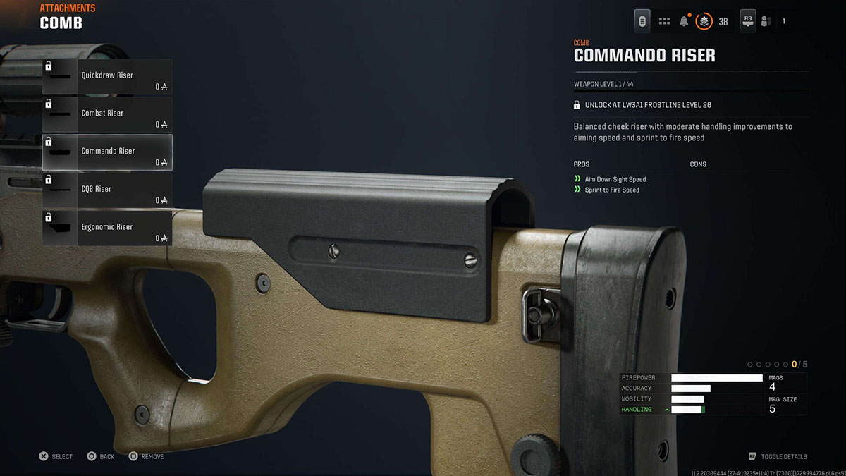 Call of Duty Black Ops 6 Commando Riser attachment in gunsmith