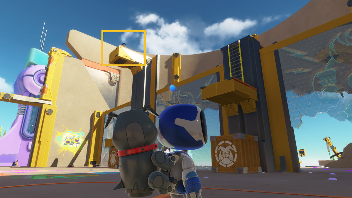 Astro Bot how to get through the Az-Tech Trail wall: Astro exploring Construction Derby.
