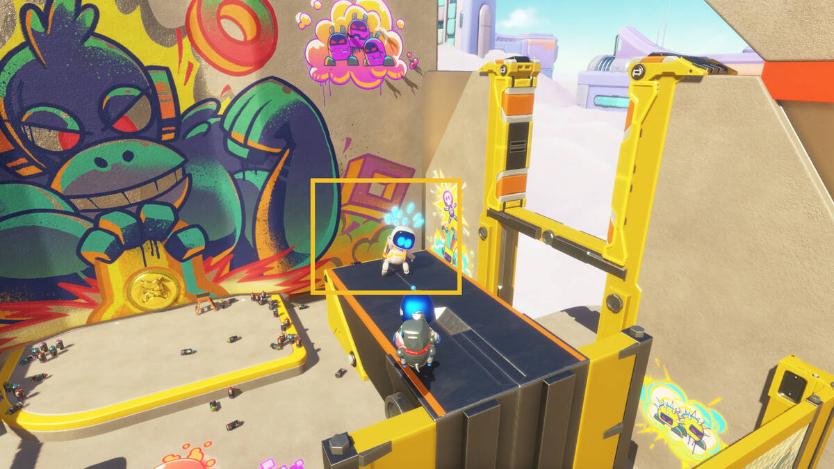 Astro Bot how to get through the Az-Tech Trail wall: Astro exploring Construction Derby.
