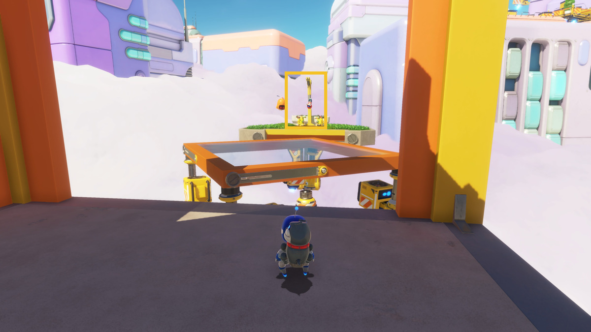 Astro Bot how to get through the Az-Tech Trail wall: Astro exploring Construction Derby.