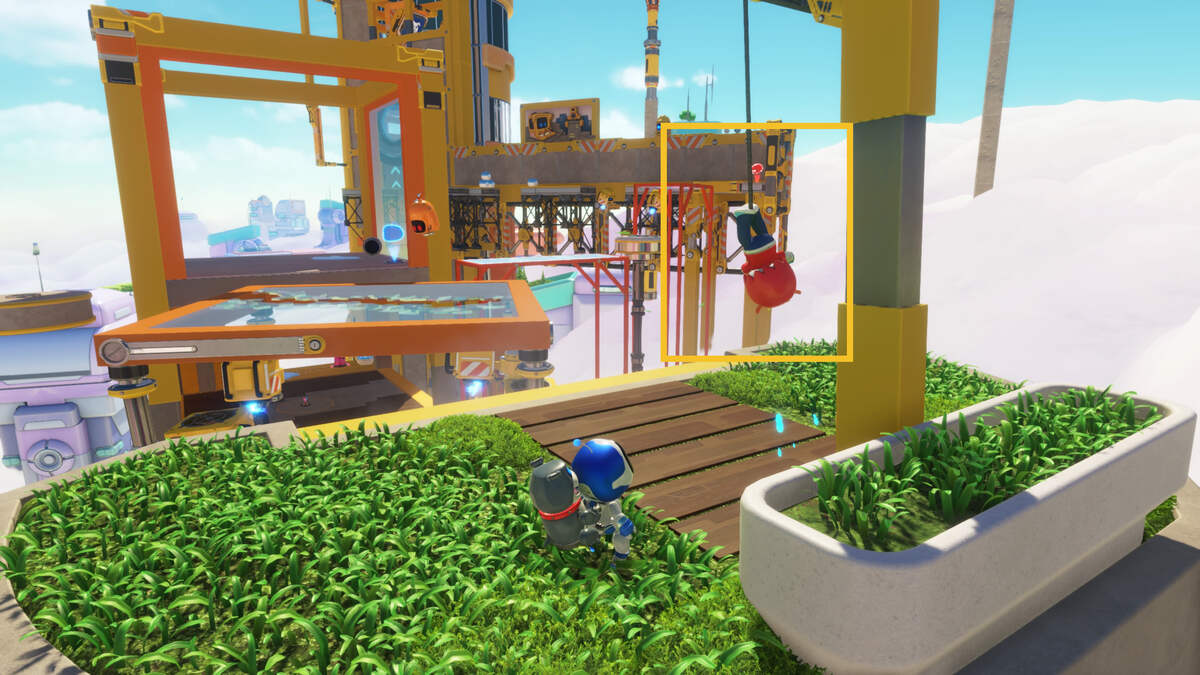 Astro Bot how to get through the Az-Tech Trail wall: Astro exploring Construction Derby.