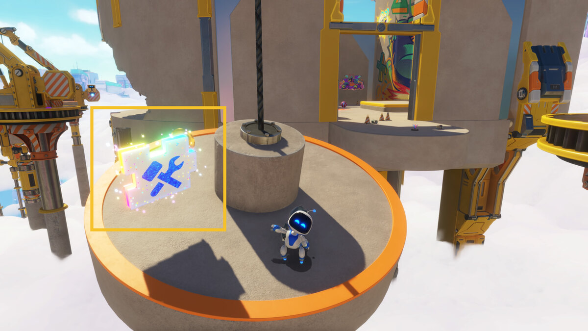 Astro Bot how to get through the Az-Tech Trail wall: Astro exploring Construction Derby.