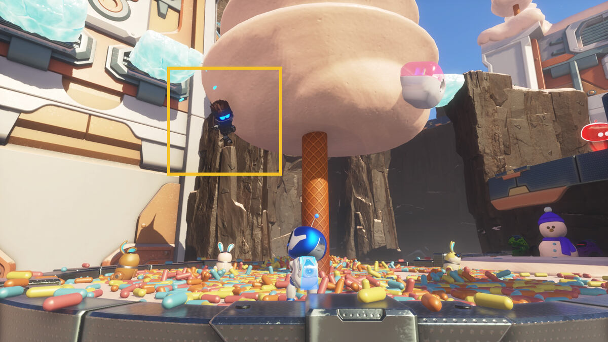 Astro Bot Sky Garden: Astro Bot exploring the Creamy Canyon.