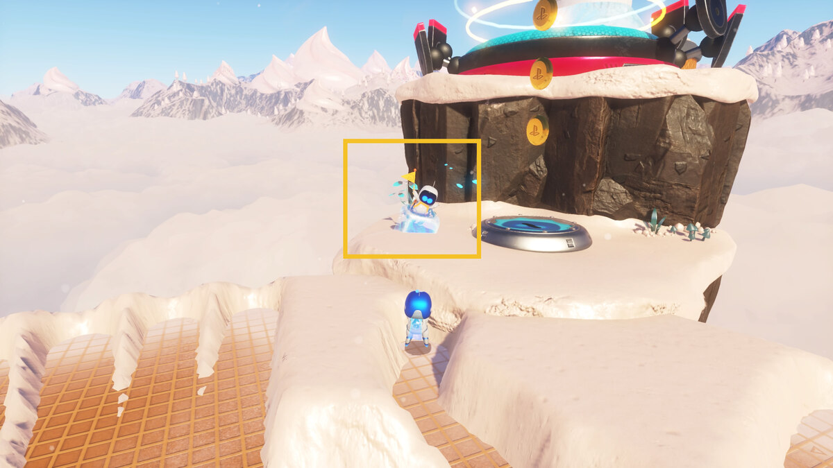 Astro Bot Sky Garden: Astro Bot exploring the Creamy Canyon.
