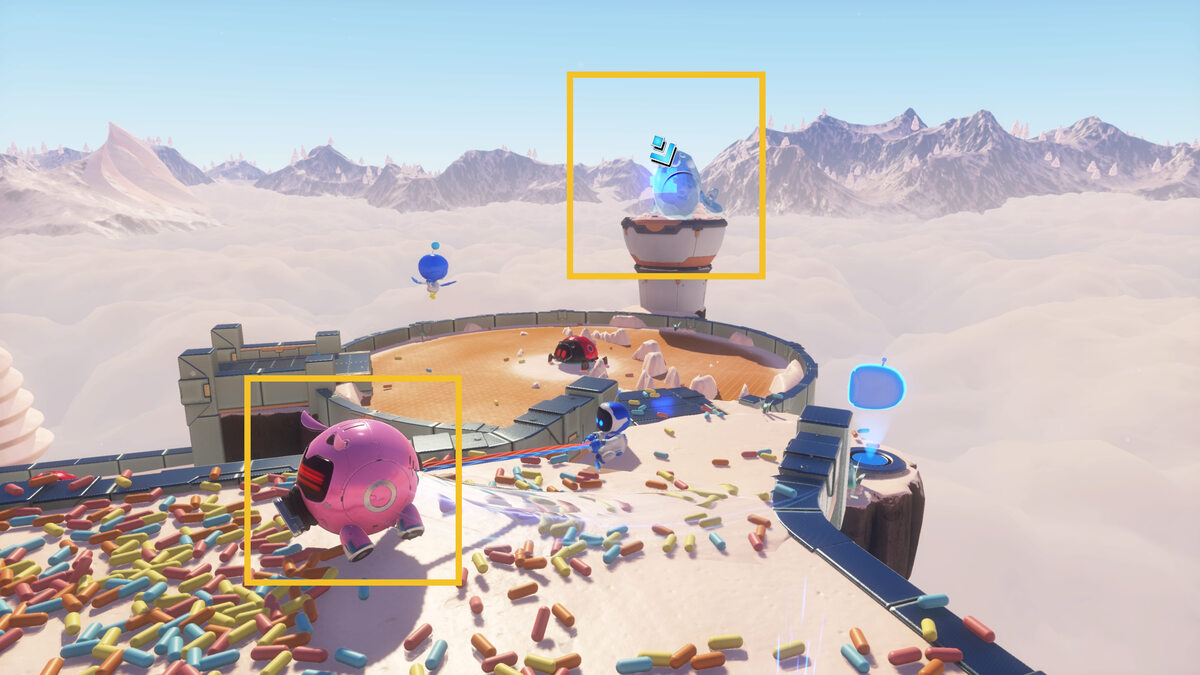 Astro Bot Sky Garden: Astro Bot exploring the Creamy Canyon.