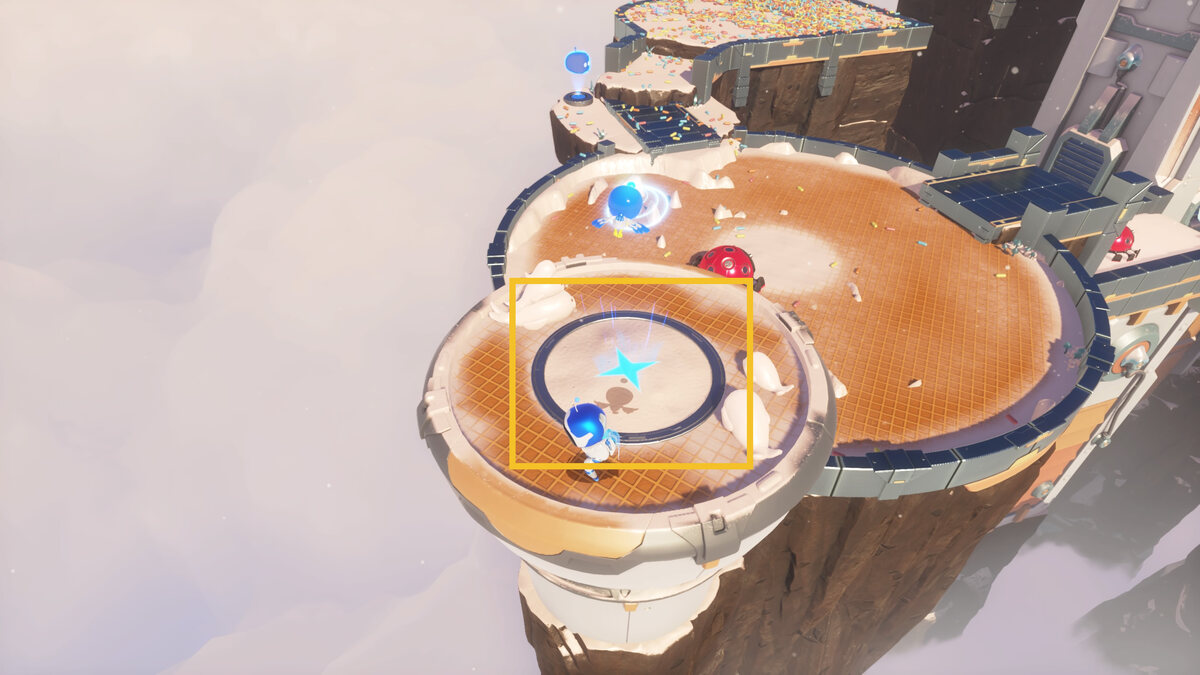 Astro Bot Sky Garden: Astro Bot exploring the Creamy Canyon.
