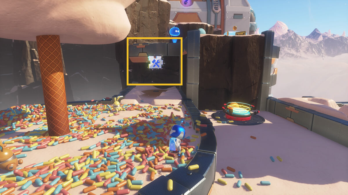 Astro Bot Sky Garden: Astro Bot exploring the Creamy Canyon.