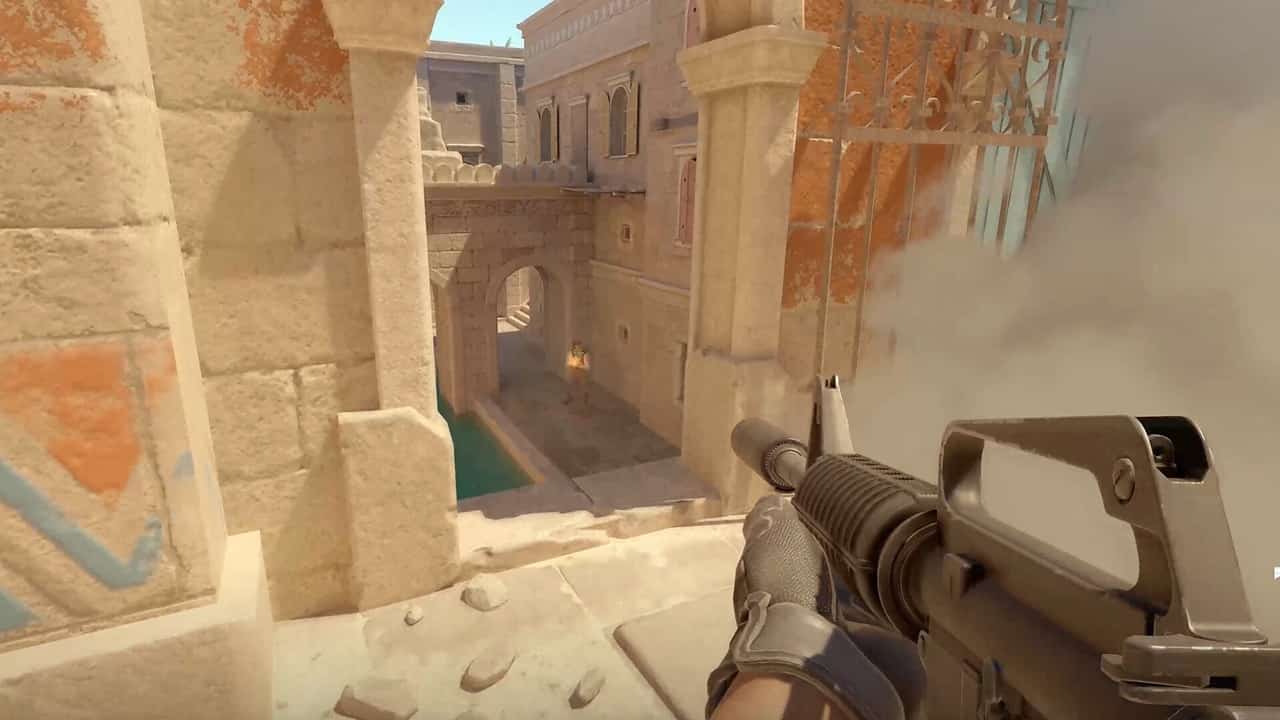 An image of a shootout in CS2. Image via Valve.