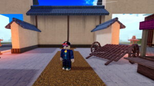 A Roblox character standing in the market in Cultivation Era
