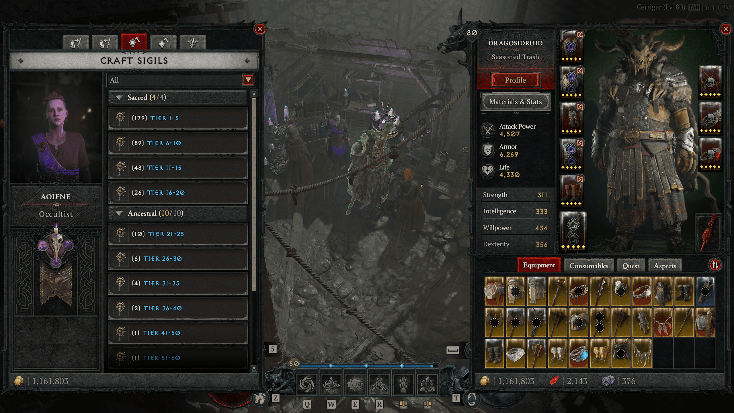 How to get Sigil Powder in Diablo 4 - picture of nightmare sigil crafting menu in Diablo 4