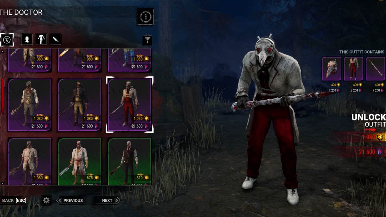 Dead by Daylight how to get Iridescent Shards fast: The Plague Doctor skin for The Doctor.