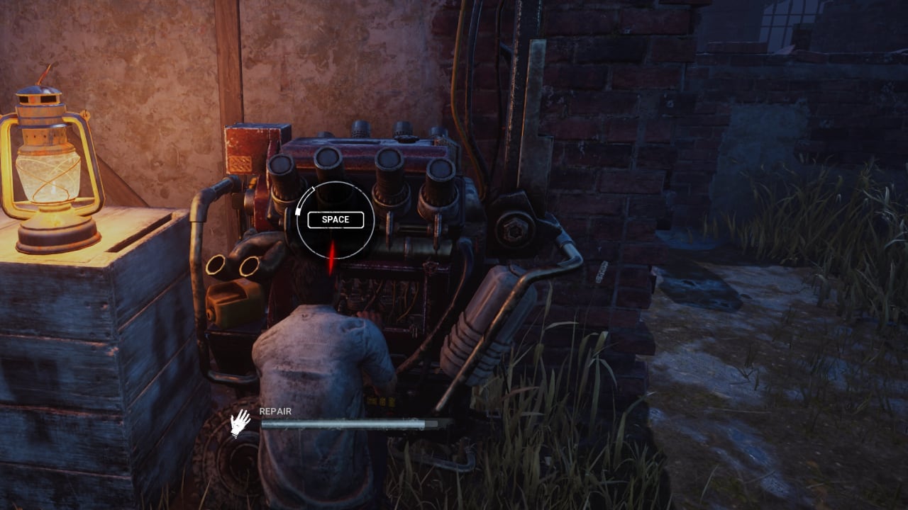 Dead by Daylight how to repair a generator: A survivor encounters a quicktime event while repairing a generator.
