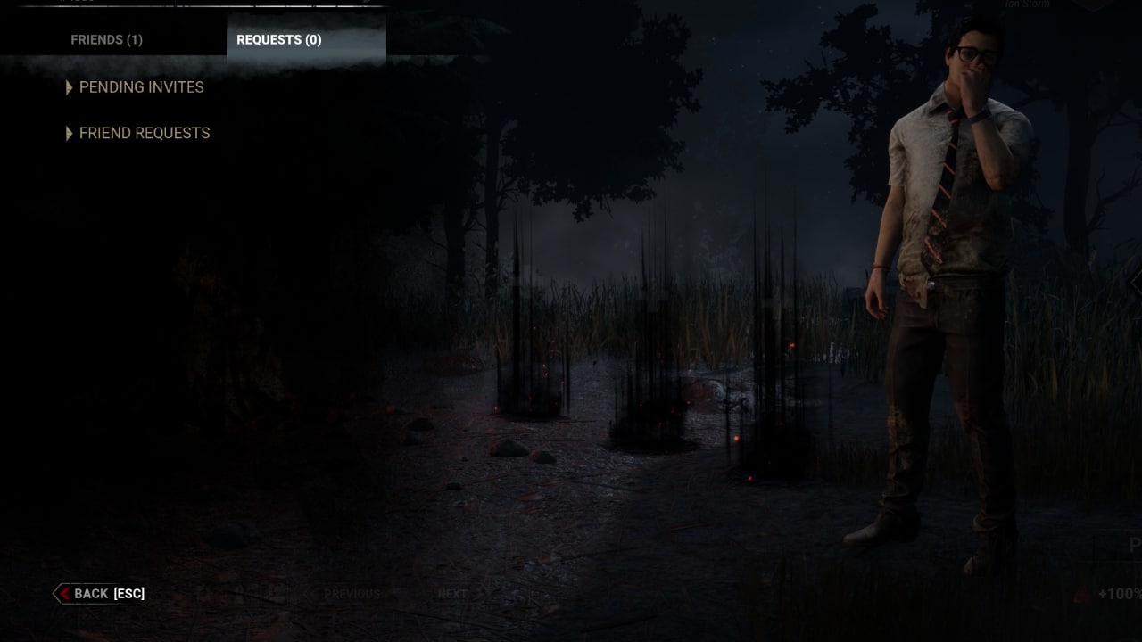 Dead by Daylight multiplayer and how to play with friends explained: The Friends menu, moved over to the Requests tab.