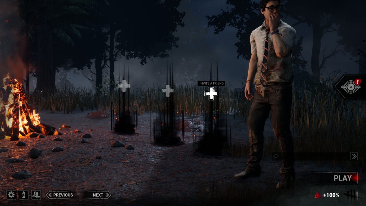 Dead by Daylight multiplayer and how to play with friends explained: Hovering over the 'Invite a Friend' button in the prep menu.