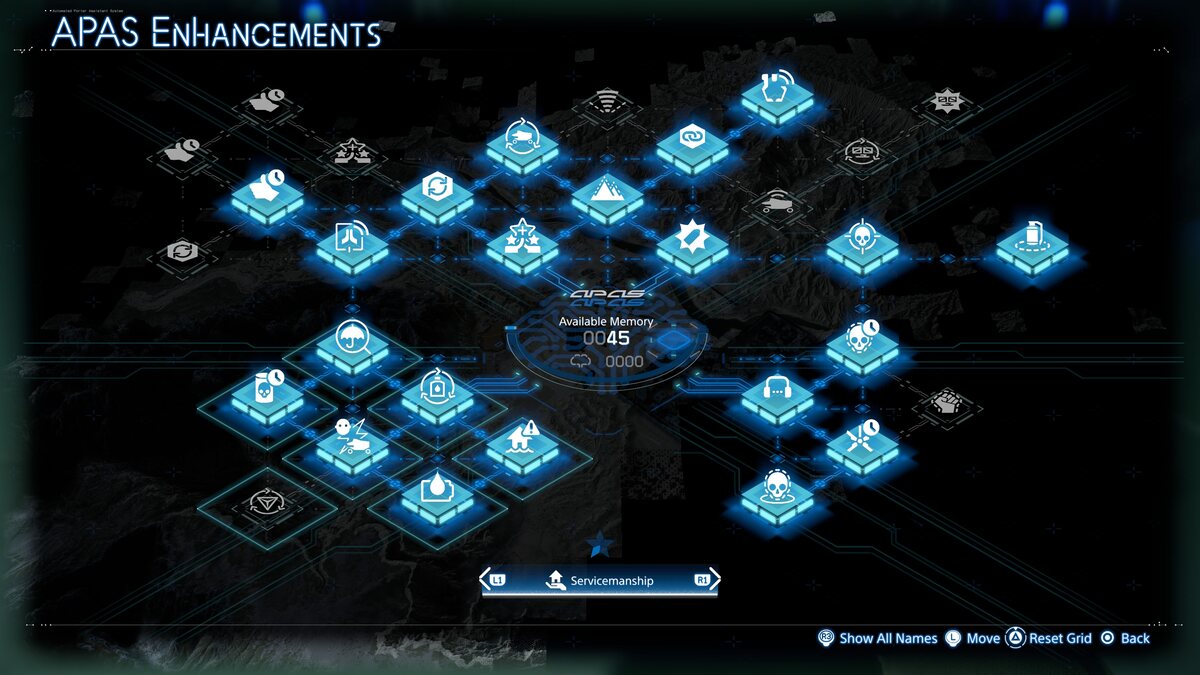 Death Stranding 2 APAS Enhancements: APAS Enhancements module tree.