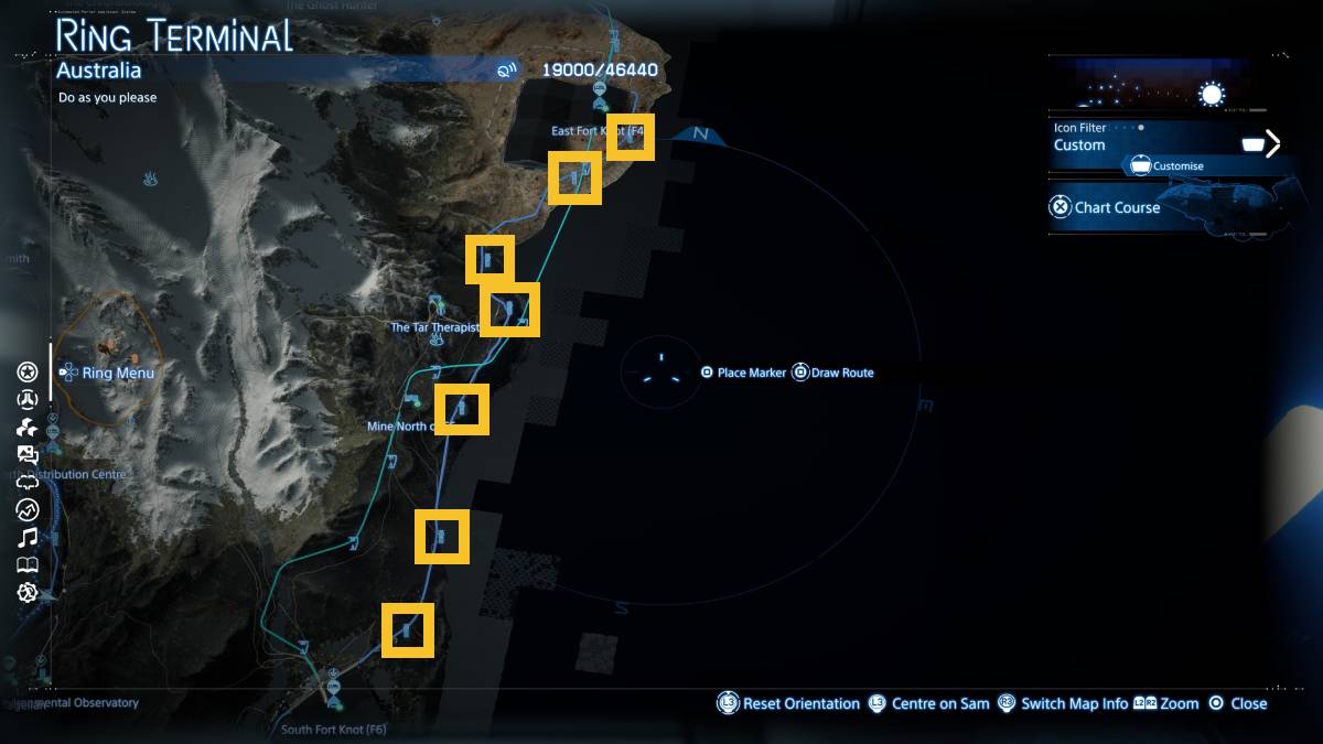Death Stranding 2 Auto-Pavers locations: map of Australia.