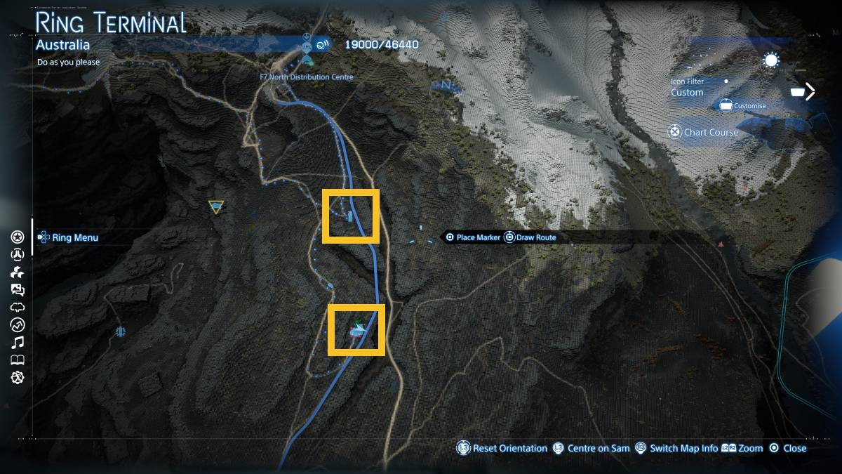 Death Stranding 2 Auto-Pavers locations: map of Australia.