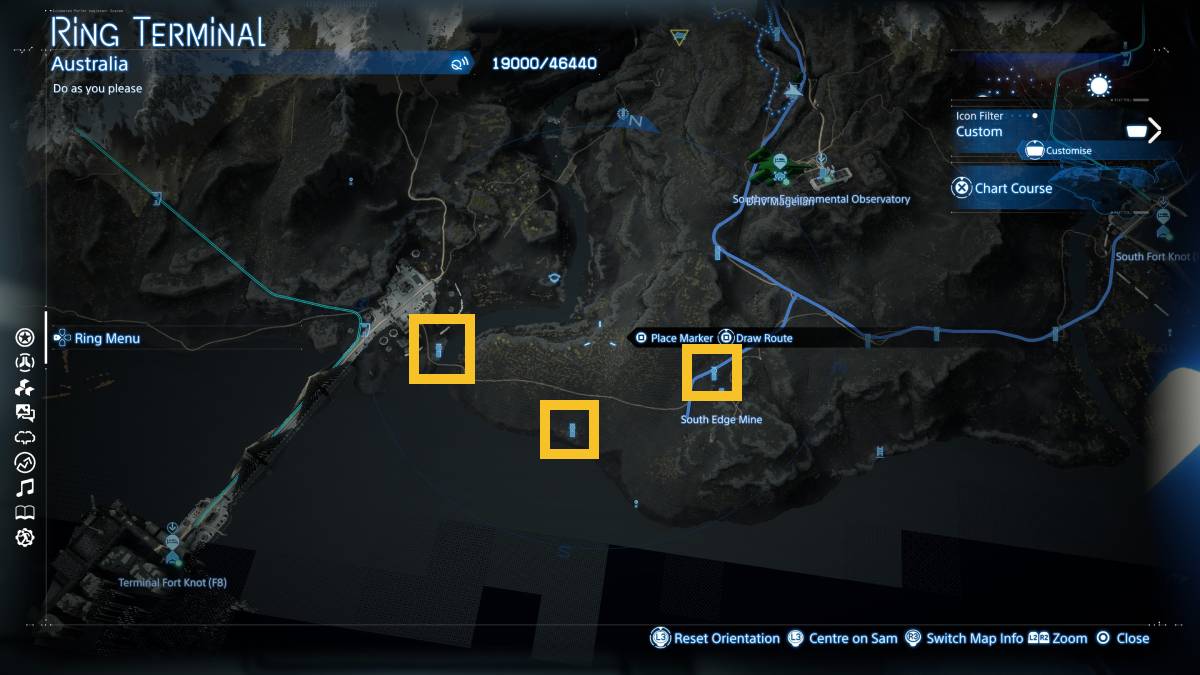 Death Stranding 2 Auto-Pavers locations: map of Australia.