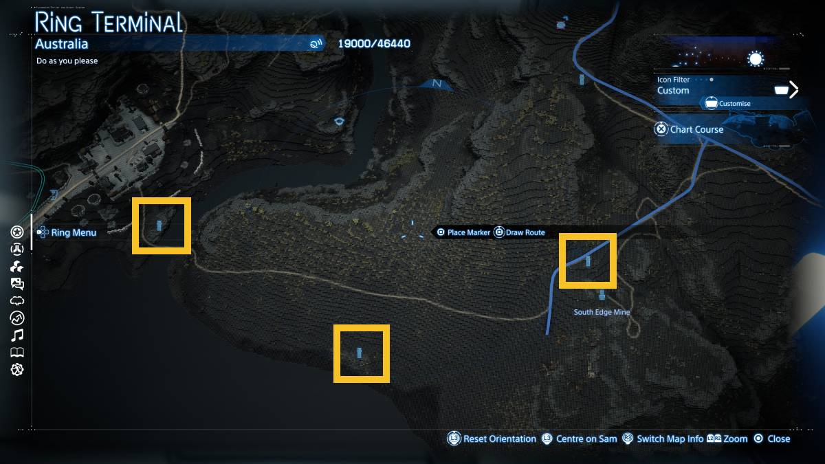 Death Stranding 2 Auto-Pavers locations: map of Australia.